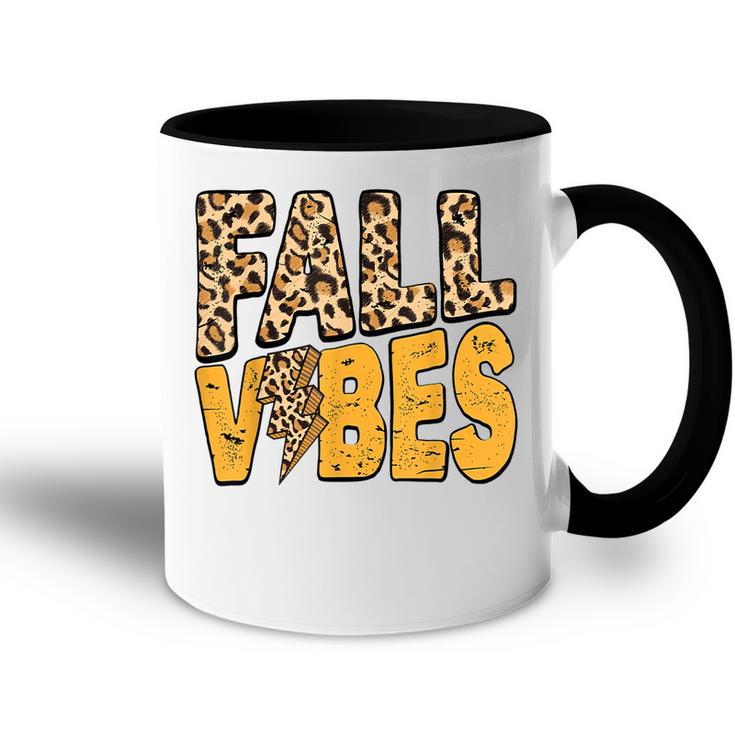Distressed Fall Vibes Leopard Lightning Bolts In Fall Colors Accent Mug