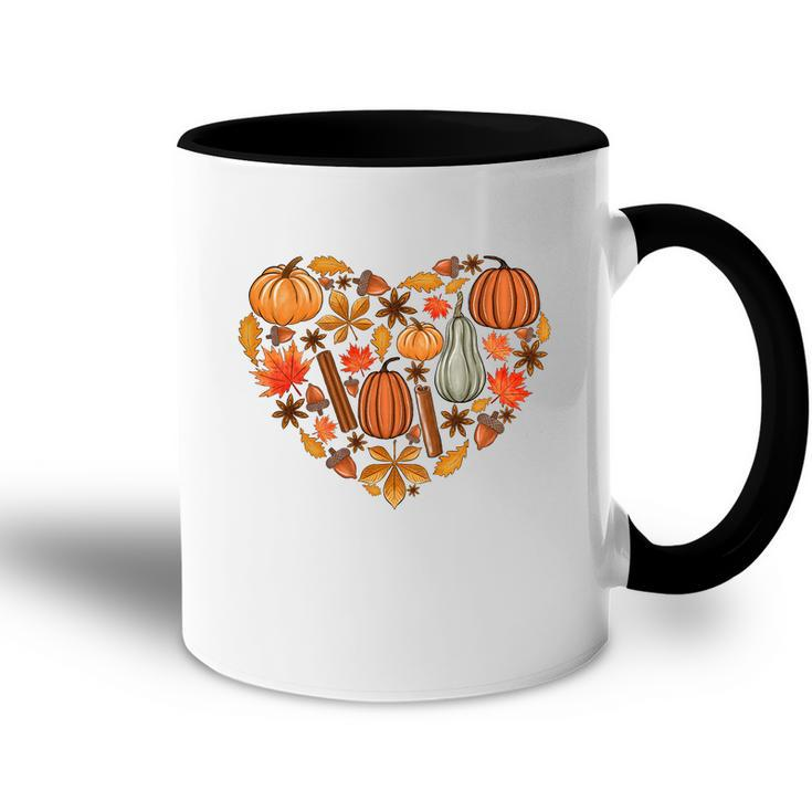 Fall Heart Pumpkins Flowers Accent Mug
