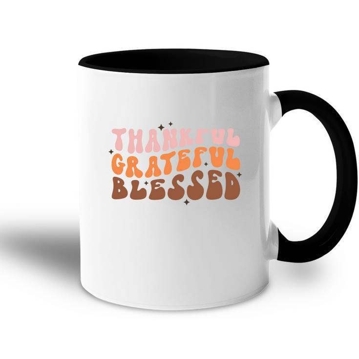 Fall Retro Thankful Grateful Blessed Thanksgiving Quotes Autumn Gift Accent Mug