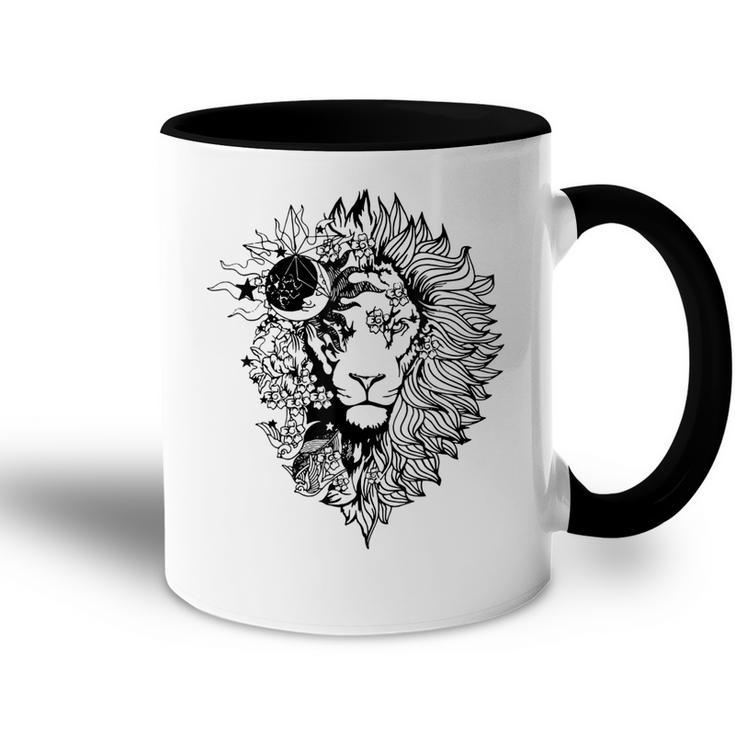 Floral Lion For Women Lion Flower Animal Lover Graphic Art  Accent Mug