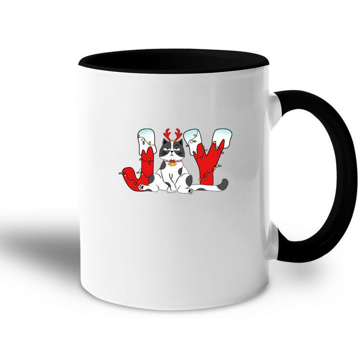 Funny Christmas Joy Cat Xmas Gift For Cat Lovers Accent Mug