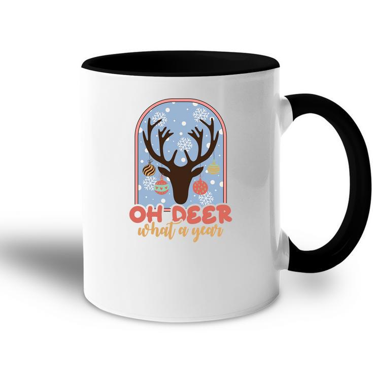 Funny Christmas Oh Deer What A Year Accent Mug