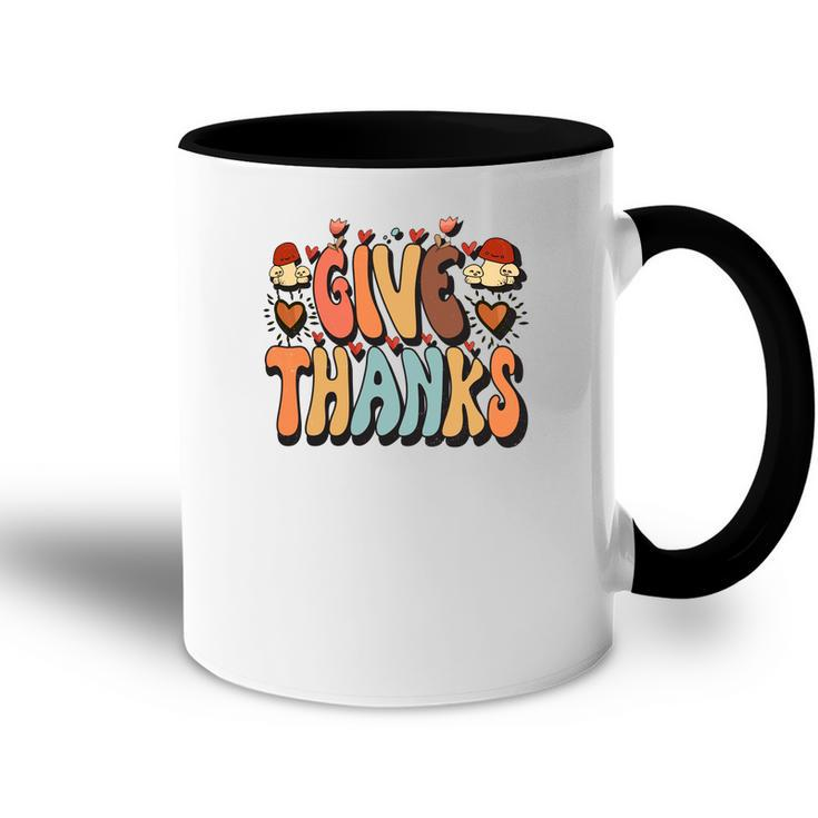 Give Thanks Groovy Style Retro Fall Season Accent Mug