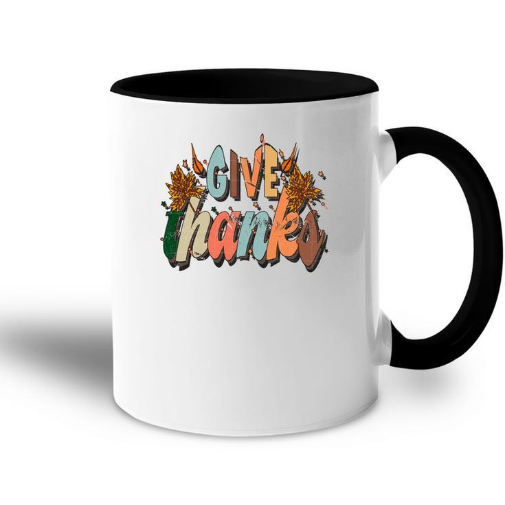 Give Thanks To All Fall Season Groovy Style Accent Mug