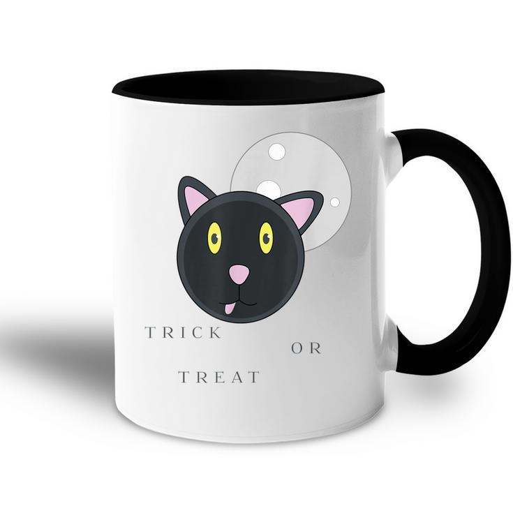 Graphic Black Cat Halloween T  - Trick Or Treat Accent Mug