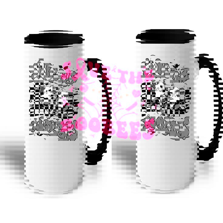 Groovy Save The Boo Bees Funny Breast Cancer Halloween Retro V2 Accent Mug