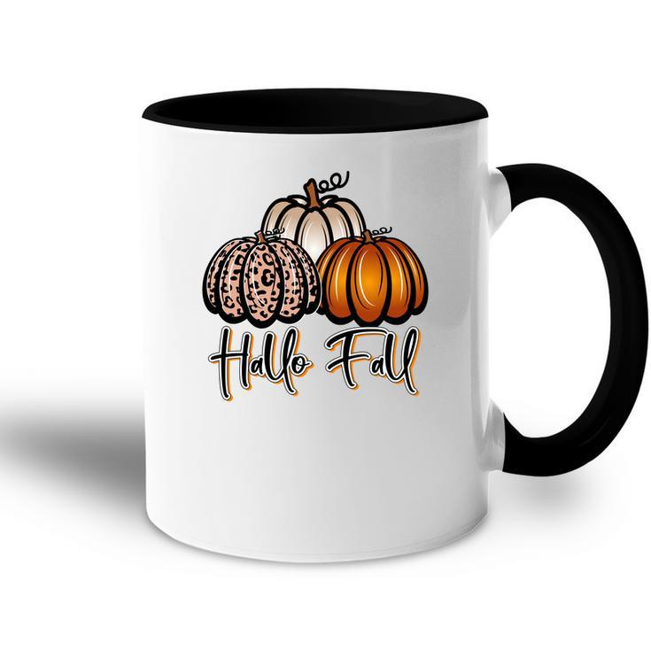 Hallo Fall Three Pumpkins Accent Mug