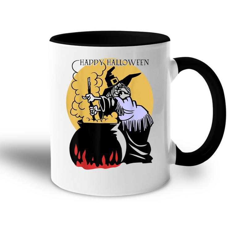 Happy Halloween Spooky Witch And Cauldron Costume   Accent Mug