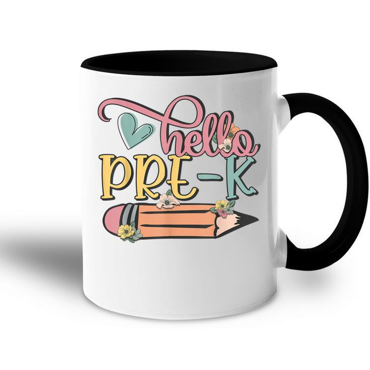 Hello Prek Retro Pre K Teacher Toddler Girls  Accent Mug