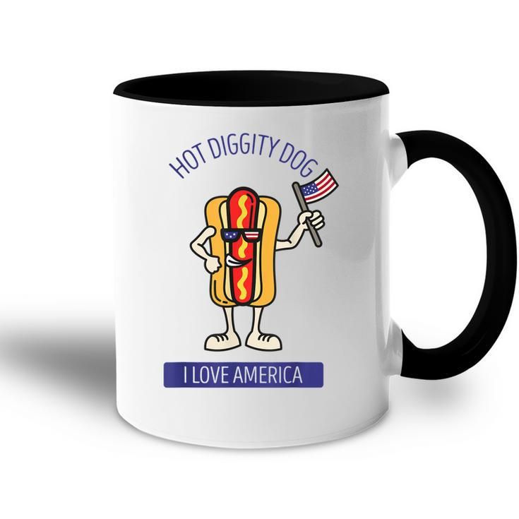 Hot Diggity Dog July 4Th Patriotic Bbq Picnic Usa Funny  Accent Mug