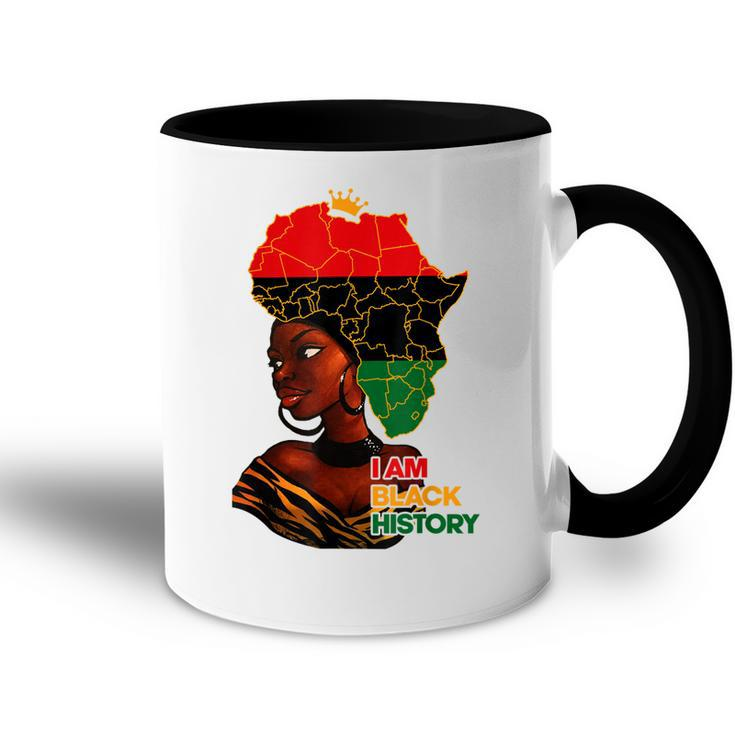 I Am Black History Melanin Pride Africa Map Hair Black Queen  V2 Accent Mug
