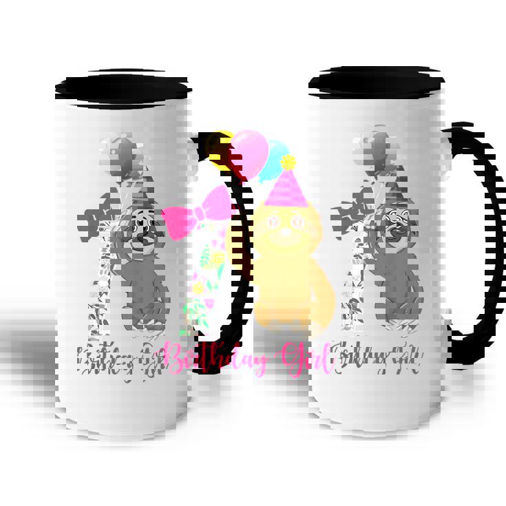 Kids 7 Year Old Cool Cute Sloth Balloons 7Th Birthday Girls Party Accent Mug