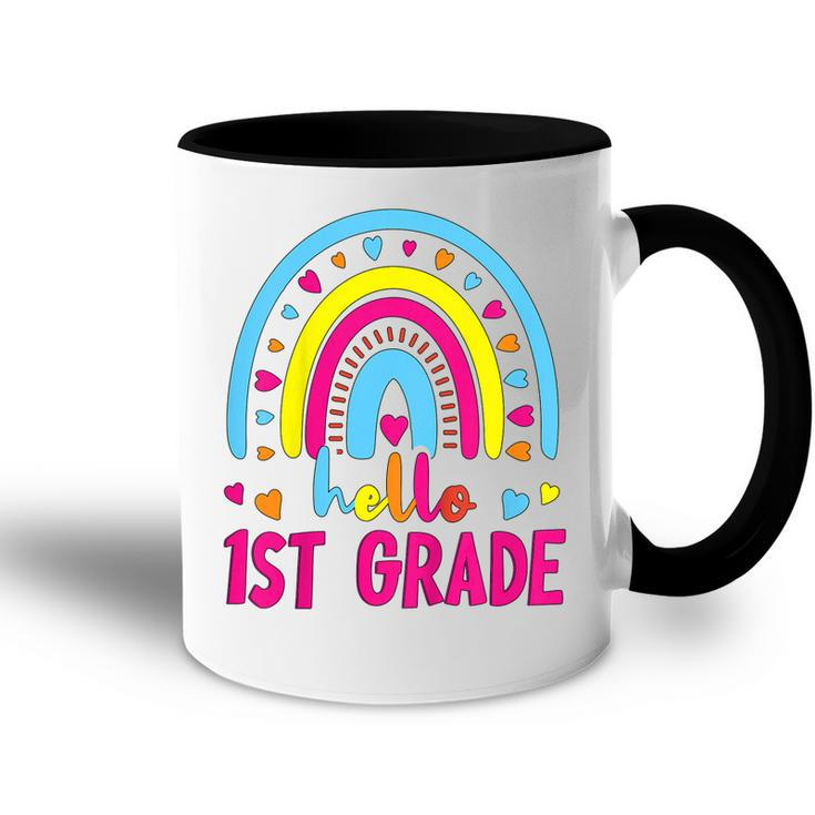 Kids First Day Of School Girls Back To School Hello First Grade  Accent Mug