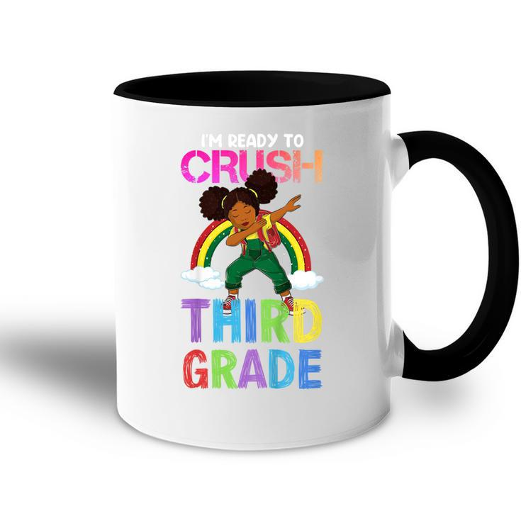 Kids Im Ready To Crush 3Rd Grade Dabbing Black Girl Rainbow  Accent Mug