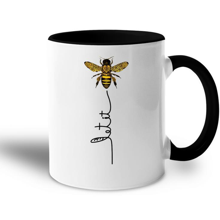Let It Bee Hand Drawn Sweet Bees Beekeeper Line Art Girl  Accent Mug