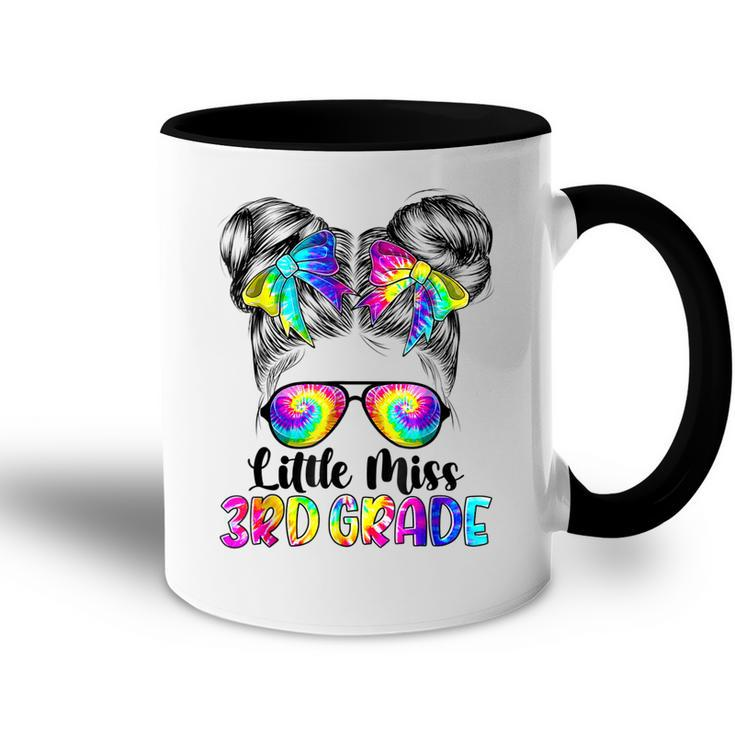 Little Miss 3Rd Grade Messy Bun Girl Back To School Tie Dye  Accent Mug