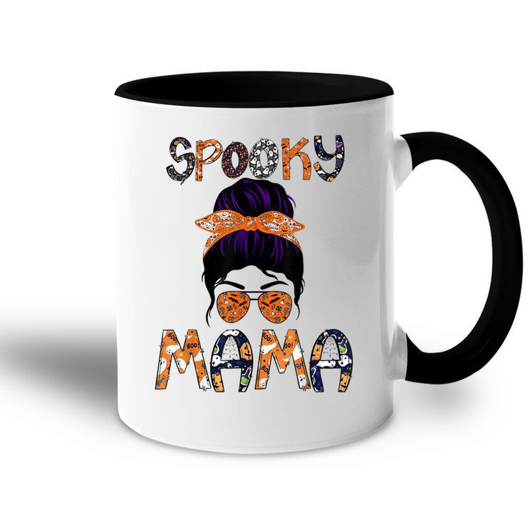 Messy Hair Bun Women Spooky Mama Halloween Funny Costume  Accent Mug