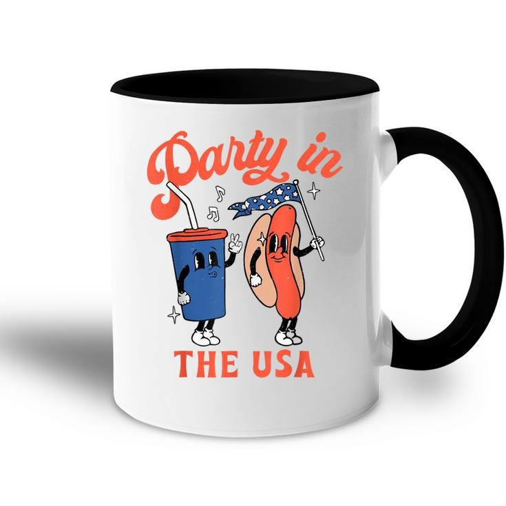 Party In The Usa  Hot Dog Kids Funny Fourth Of July  Accent Mug