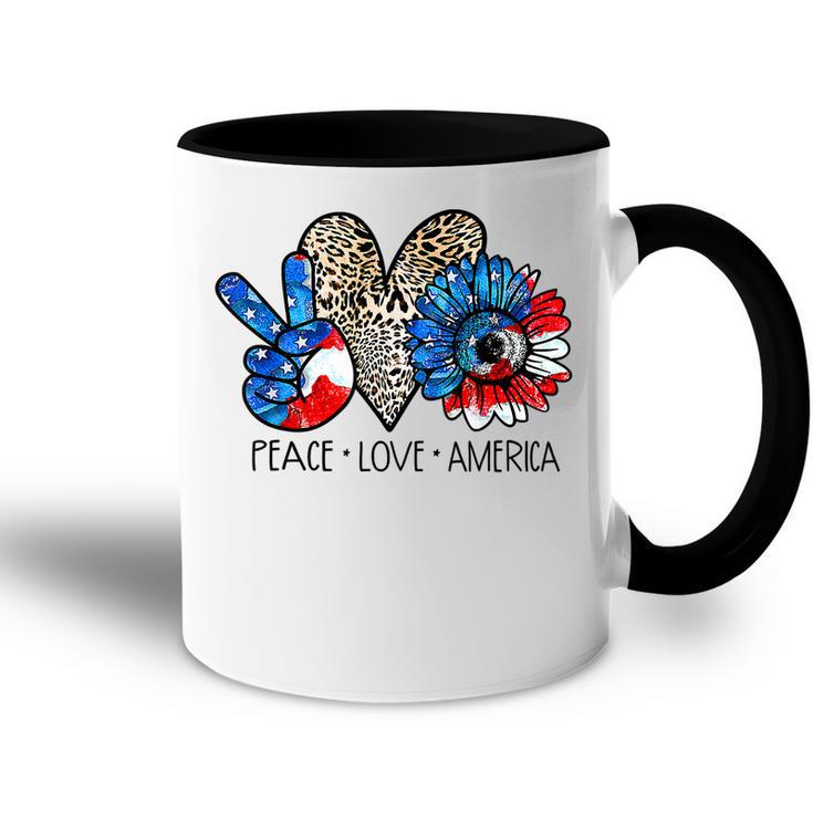 Peace Love America Leopard Sunflower 4Th Of July Patriotic  Accent Mug