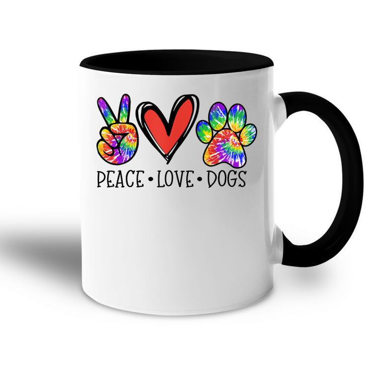 Peace Love Dogs Paws Tie Dye Rainbow Animal Rescue Womens  Accent Mug