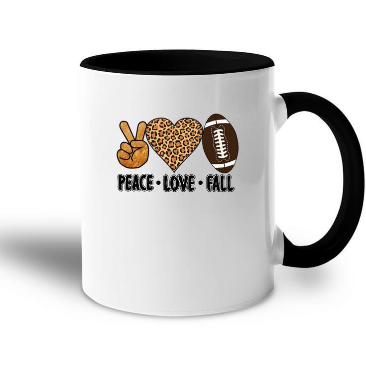 Peace Love Fall Football Leopard Heart Accent Mug
