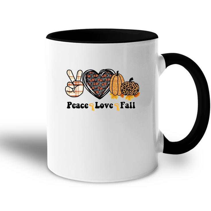 Peace Love Fall Pumpkin Heart Accent Mug