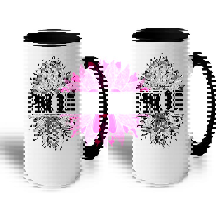 Pink Out Breast Cancer Awareness Sunflower Pink Accent Mug