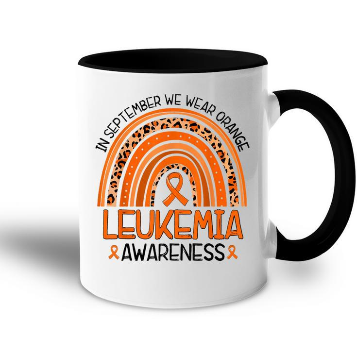 Rainbow In September We Wear Orange Leukemia Awareness Month  Accent Mug