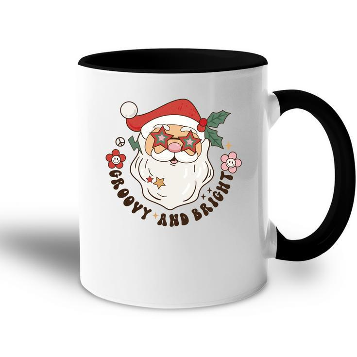 Retro Christmas Groovy And Bright Santa Accent Mug