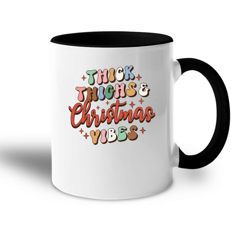 Retro Christmas Thick Thighs And Holiday Vibes Accent Mug