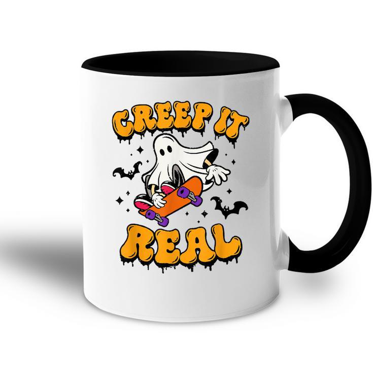 Retro Creep It Real Halloween Ghost Funny Spooky Season  Accent Mug