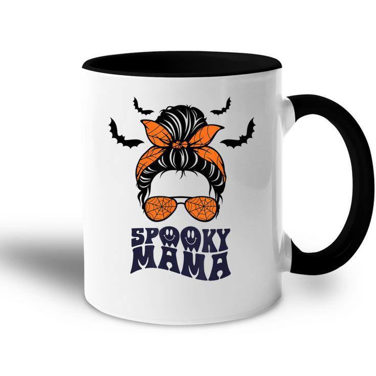 Retro Halloween Spooky Mama Messy Bun Funny Costume For Mom  Accent Mug