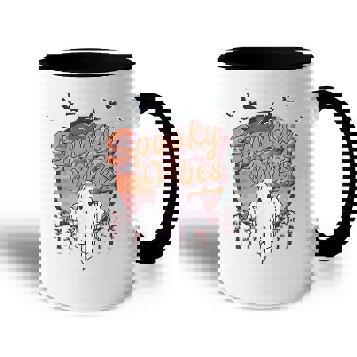 Retro Spook Vibes Boo Ghost Spooky Season Funny Halloween  Accent Mug
