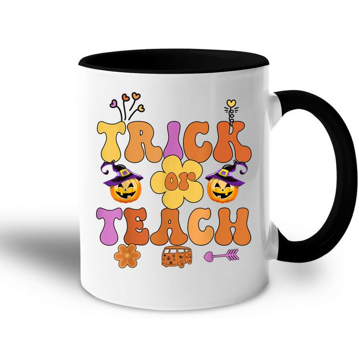 Retro Trick Or Teach Ghost Teacher Halloween Costume Womens  V23 Accent Mug