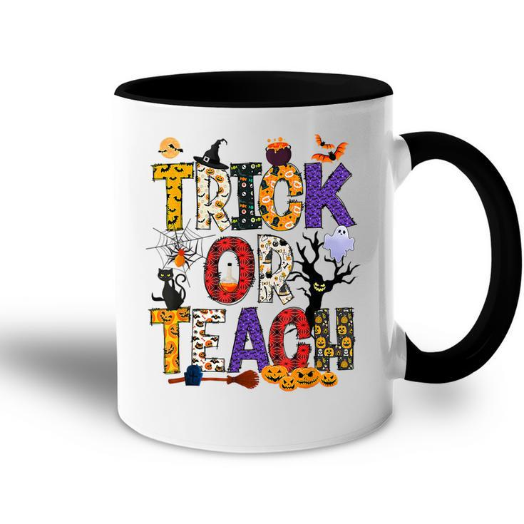 Retro Trick Or Teach Teacher Halloween Costume Men Women  V3 Accent Mug