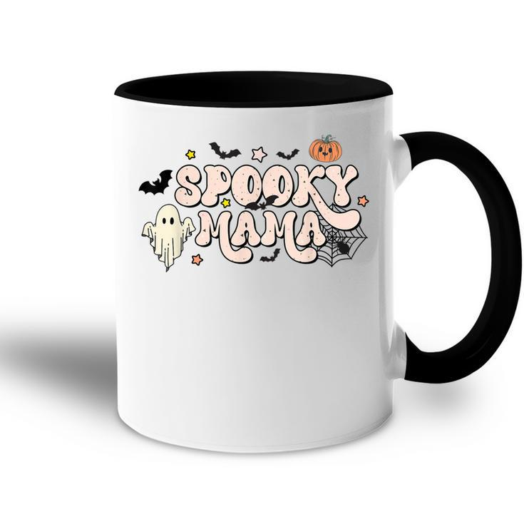 Retro Vintage Spooky Mama One Thankful Mama Funny Halloween  V2 Accent Mug