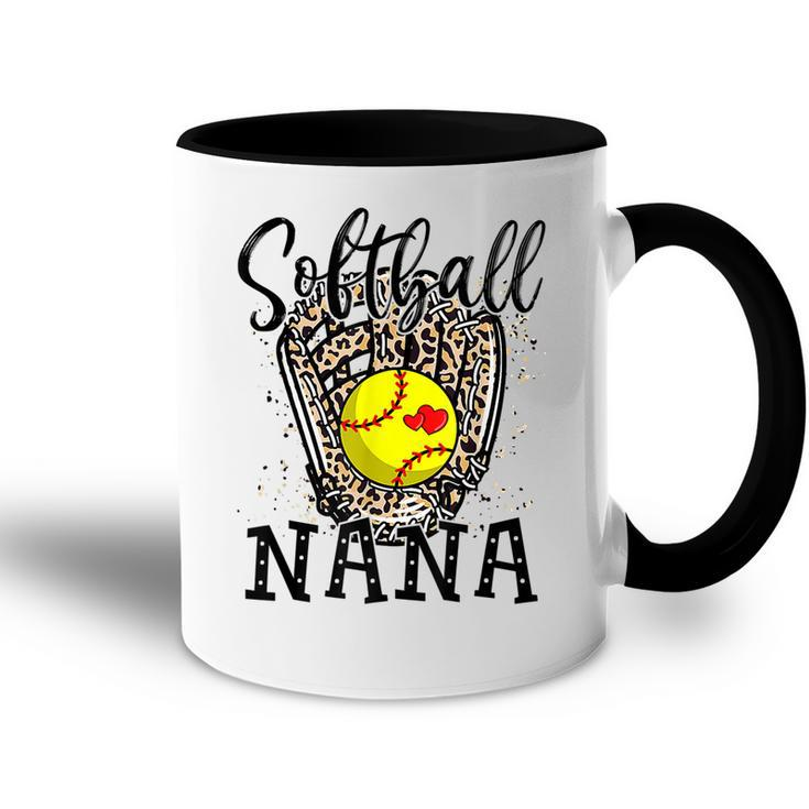 Softball Nana Leopard Game Day Softball Lover Mothers Day  Accent Mug