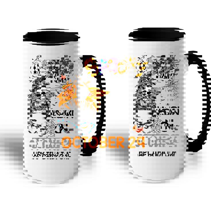 Spooky Mama Born On October 29Th Birthday Bun Hair Halloween  Accent Mug