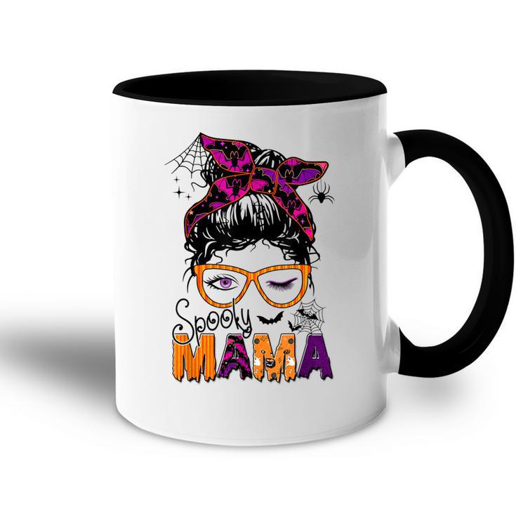 Spooky Mama Messy Bun Mom Life Halloween Costume  Accent Mug