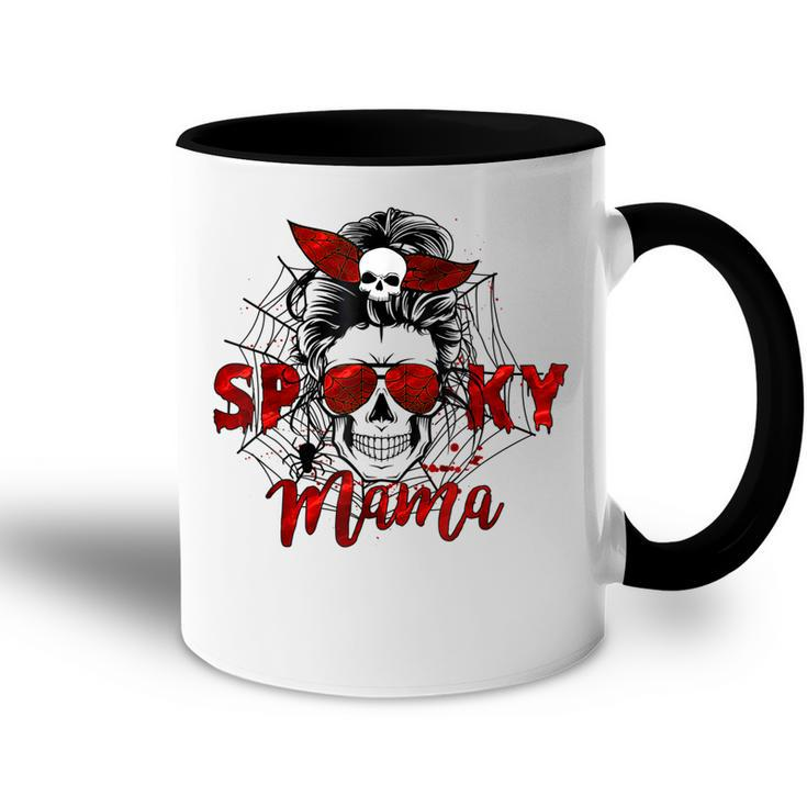 Spooky Mama Skull Witch Women Messy Bun Halloween Costume  Accent Mug
