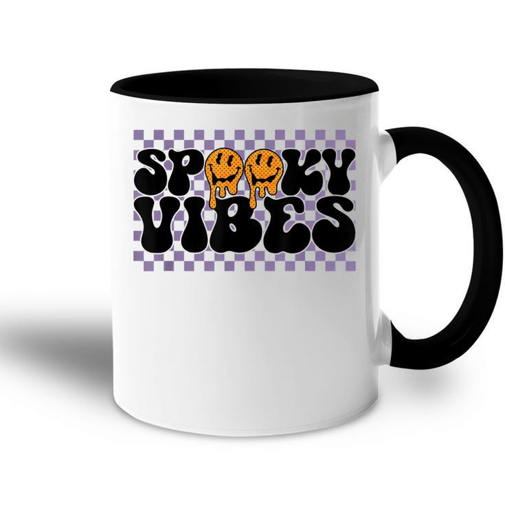 Spooky Vibes Groovy Scary Happy Face Halloween  Accent Mug
