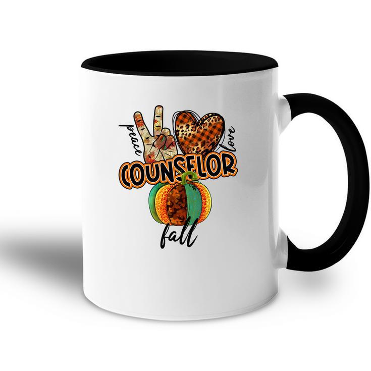 Teacher Peace Love Fall Counselor Accent Mug