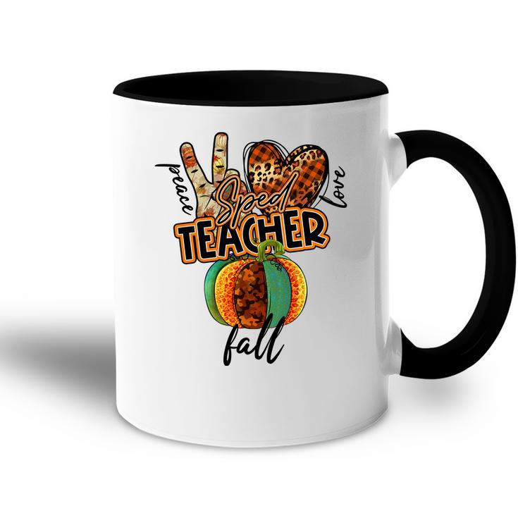 Teacher Peace Love Fall Sped Teacher Accent Mug