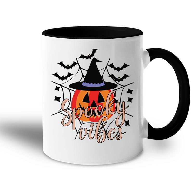 Thick Thights And Spooky Vibes Halloween Pumpkin Ghost Accent Mug