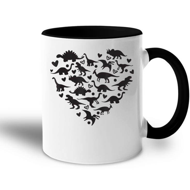 Types Of Dinosaurs Heart Dino Identification Boys Girls Kids  Accent Mug