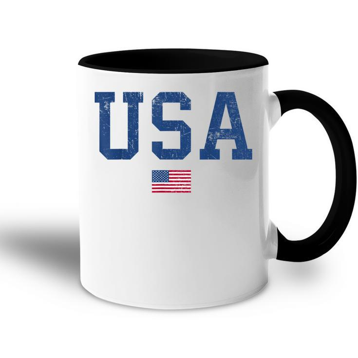 Usa  Women Men Kids Patriotic American Flag Distressed  Accent Mug