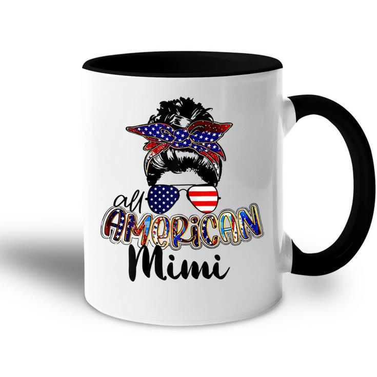 Womens All American Mimi Messy Bun 4Th Of July Independence Day  Accent Mug