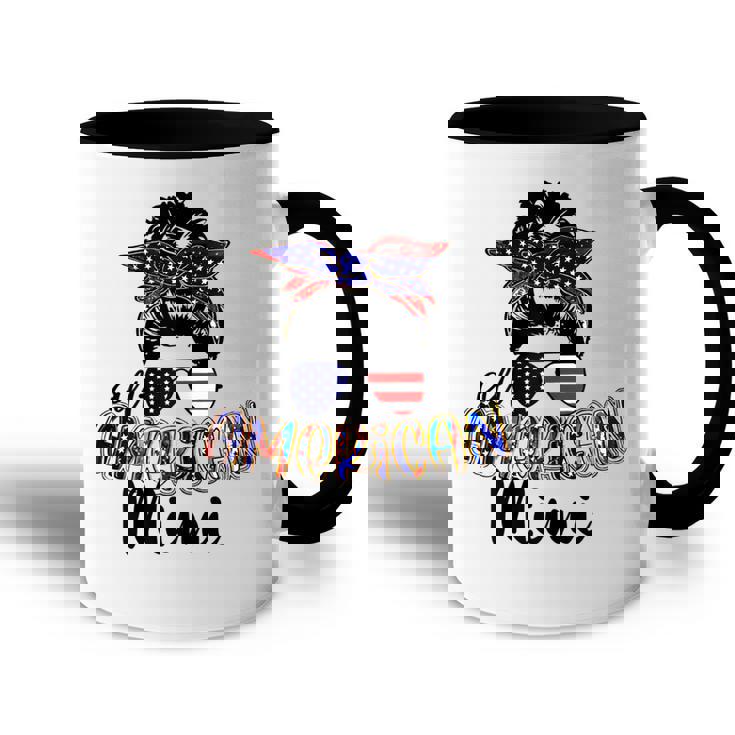 Womens All American Mimi Messy Bun 4Th Of July Independence Day  Accent Mug