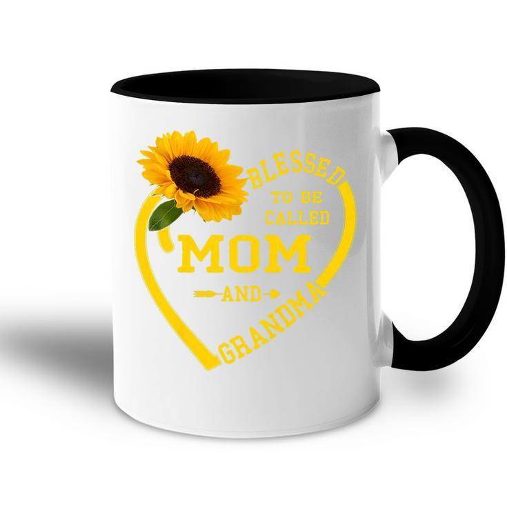 Womens Blessed To Be Called Mom And Grandma Mothers Day Sunflower   Accent Mug