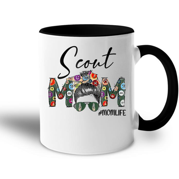 Womens Mothers Day Womens Scouting Scout Mom Life Messy Bun Hair  Accent Mug